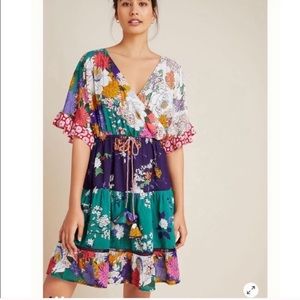 Anthropologie Nettie floral tiered minidress